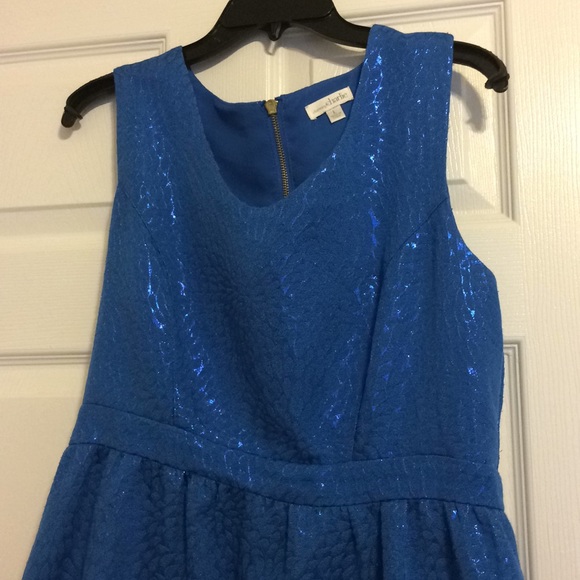 Bright blue shiny party dress , size large - Picture 2 of 5